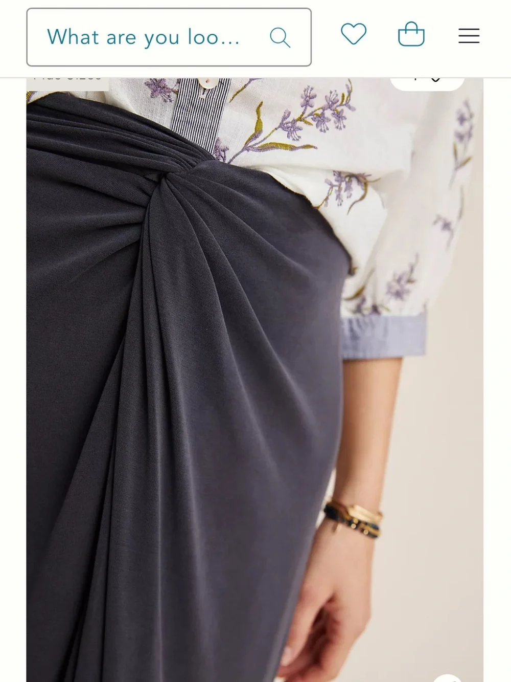 Anthropologie Charcoal Midi Skirt with Twist Front
